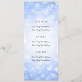 Elegant bröllop Menu Blue Winter Wonderland Meny