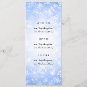 Elegant bröllop Menu Blue Winter Wonderland Meny