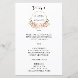 Elegant bröllop MENU-drycker.