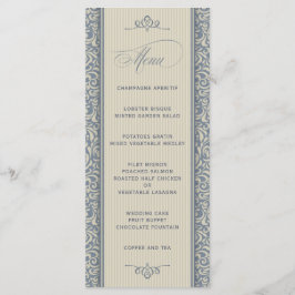 Elegant bröllop Menu i Blue och Beige Meny