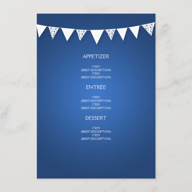 Elegant bröllop Menu Kärlek buntblått Meny (Framsida)