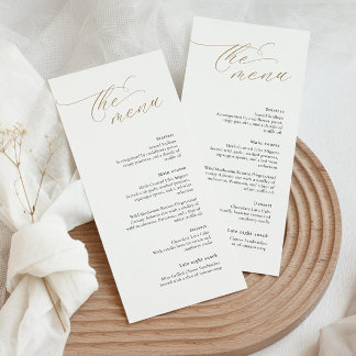 Elegant bröllop Menu med Guld-calligrafteckensnitt Meny