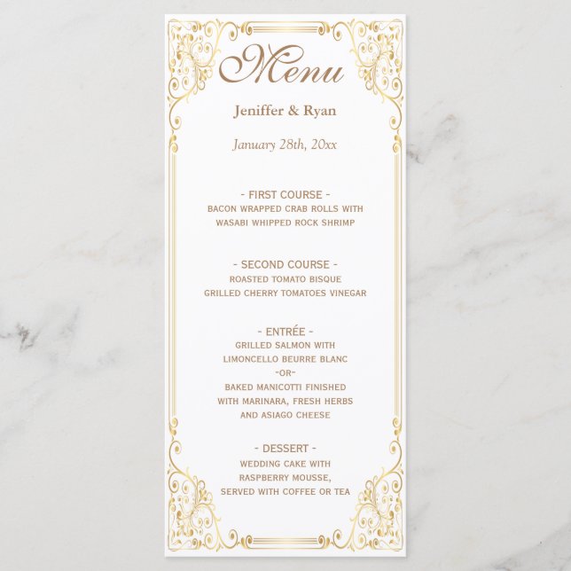 Elegant bröllop Menu Meny (Framsida)