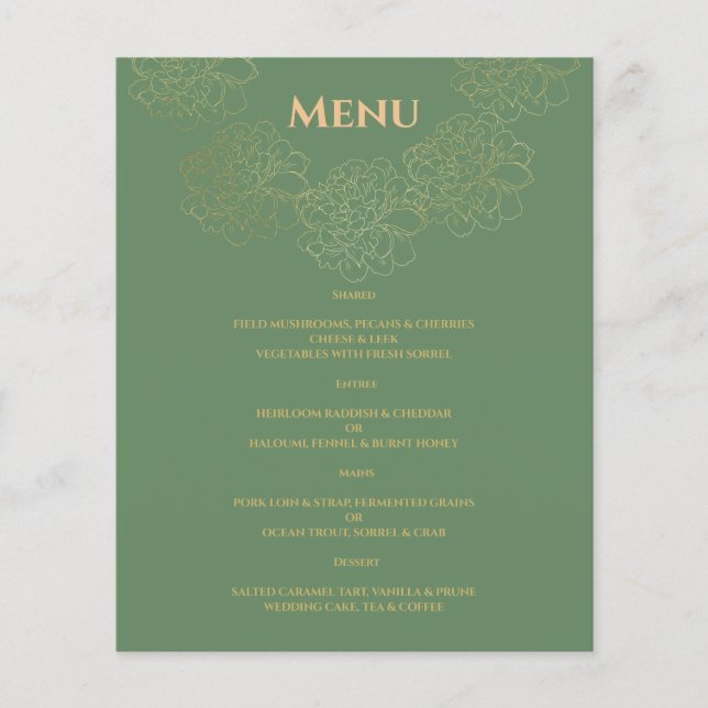 Elegant bröllop MENU. Meny (Framsidan)