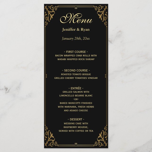 Elegant bröllop Menu Meny (Framsida)