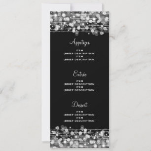 elegant bröllop Menu Party Sparkles Silver Inbjudningar