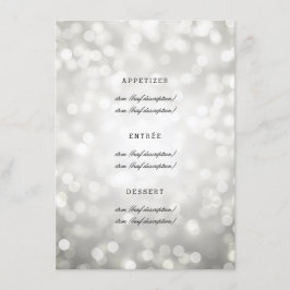Elegant bröllop Menu Silver Glitter Ljus Meny