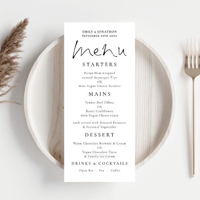 Elegant Bröllop Menu White Meny (Skapare uppladdad)