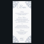 Elegant bröllop Menus | Nadin (Dusty Blue - Grått) Meny<br><div class="desc">Det här menykortet i elegant bröllop koordinerar perfekt med vår Nadine-inbjudan. Färg är inställt i dammigt blått/blått grått, men du kan ändra färg i designen genom att ändra färg i bakgrunden. **HUR DU ÄNDRAR DIN DESIGN FÄRG** 1) Klicka på knappen "Anpassa". 2) Klicka på länken "CUSTOMIZE" i grund. Då kan...</div>