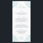 Elegant bröllop Menus | Nadin (lätt turkos) Meny<br><div class="desc">Det här menykortet i elegant bröllop koordinerar perfekt med vår Nadine-inbjudan. Färg är inställt på ljusturkos, men du kan ändra färg i designen genom att ändra färg i bakgrunden. **HUR DU ÄNDRAR DIN DESIGN FÄRG** 1) Klicka på knappen "Anpassa". 2) Klicka på länken "CUSTOMIZE" i grund. Då kan du ändra...</div>