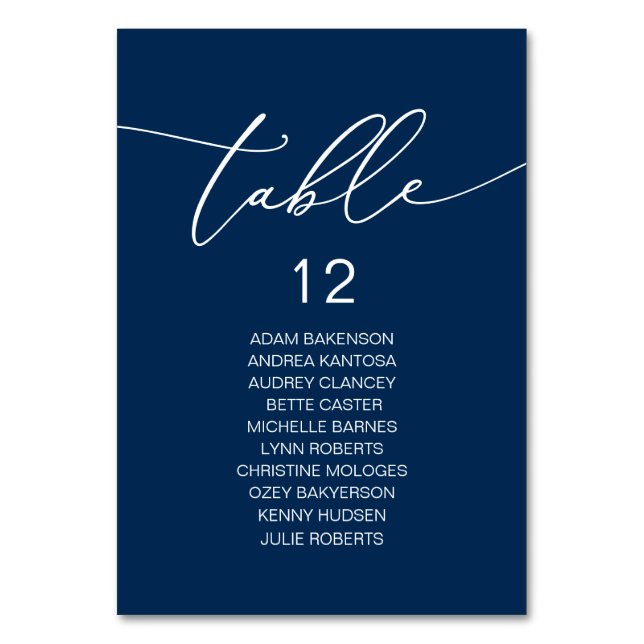Elegant bröllop Middag, gästdiagram Bord Bordsnummer (Framsidan)
