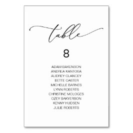 Elegant bröllop Middag, gästdiagram Bordsnummer