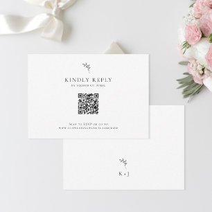 Elegant bröllop Minimal monogram OSA QR-kod Kort