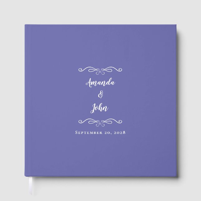 Elegant Bröllop Minimalistisk Periwinkle Blå Chic Gästböcker (Framsida)