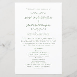 Elegant Bröllop Modern Ceremoni Salvia Grön Progra