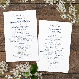 Elegant bröllop Modern Ceremony Navy Blue Program