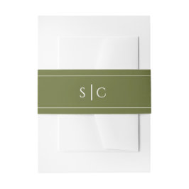 Elegant Bröllop Modern Monogram Enkel Grön Band För Inbjudningskort