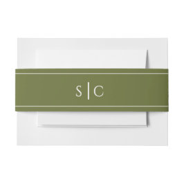 Elegant Bröllop Modern Monogram Enkel Olivgrön Band För Inbjudningskort