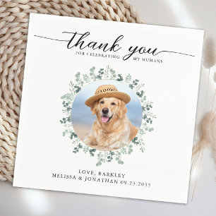 Elegant bröllop Modern Photo Hund Pet Tack Pappersservett