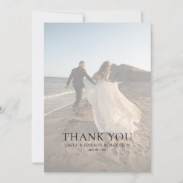 Elegant Bröllop Modernt Blekt Foto Monogram Tack Kort