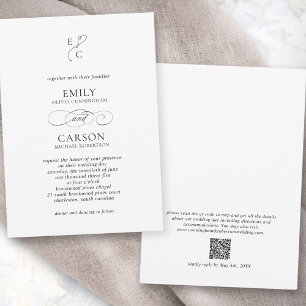 Elegant Bröllop Modernt Monogram Logotyp QR-kod Inbjudningar