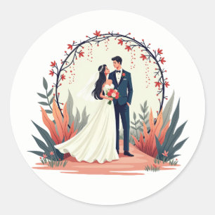 Elegant bröllop Moment Sticker Runt Klistermärke
