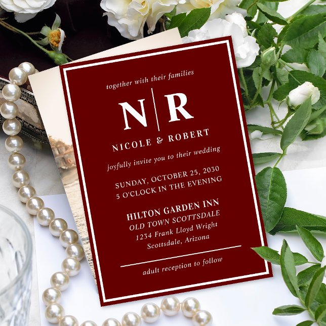 Elegant bröllop Monogram Bride och Groom Initialer Inbjudningar (Skapare uppladdad)