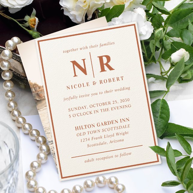 Elegant bröllop Monogram Bride och Groom Initialer Inbjudningar (Skapare uppladdad)