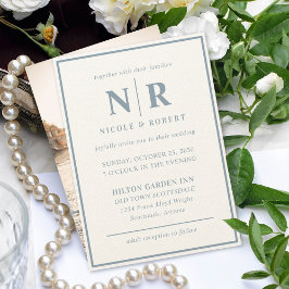 Elegant bröllop Monogram Bride och Groom Initialer Inbjudningar