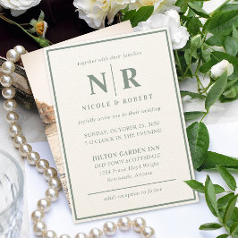 Elegant bröllop Monogram Bride och Groom Initialer Inbjudningar