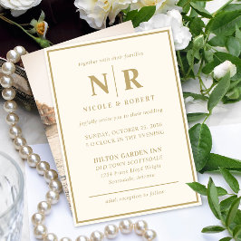 Elegant bröllop Monogram Bride och Groom Initialer Inbjudningar