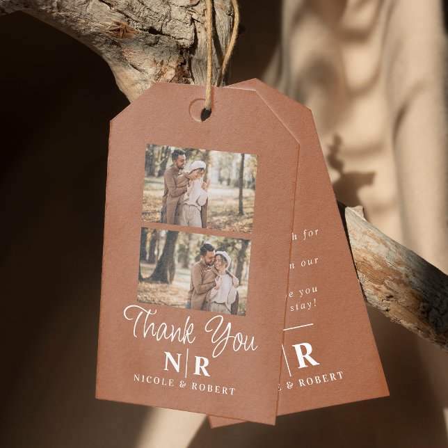 Elegant bröllop Monogram Bride och Groom Initialer Presentetikett (Skapare uppladdad)