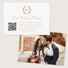 Elegant bröllop Monogram QR Guld White Tilläggskort