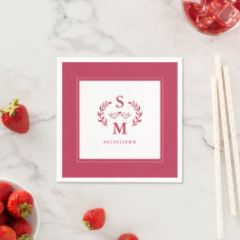 Elegant bröllop Monogram Vapensköld Utandningsluft Pappersservett