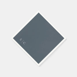 Elegant bröllop monogrammat, mudtt blått pappersservett