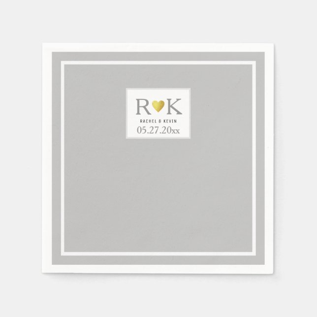Elegant bröllop Monogrammed Grått Pappersservett (Framsidan)