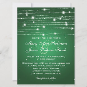 Elegant bröllop mousserande Linjer Emerald Grönt Inbjudningar