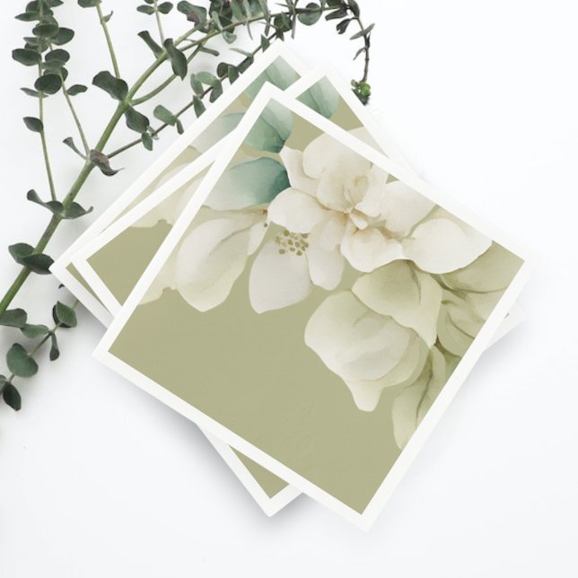 Elegant bröllop Muterad Grönt Pappersservett (Elegant Wedding Foliage Muted Green Napkins from Ricaso)