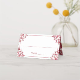 Elegant bröllop Namn-kort | Nadine (röd) Placeringskort