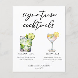 Elegant bröllop Namnteckning Cocktails Menu