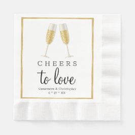 Elegant bröllop Napkin | Guld Cheers till Kärlek P Pappersservett