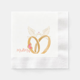 Elegant bröllop Napkin med Ringar och Doves - "Mr. Pappersservett