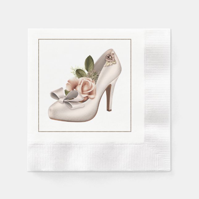 Elegant bröllop Napkins med Bröllop Shoe Pappersservett (Framsidan)