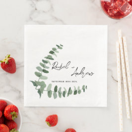 Elegant bröllop Napkins med eucalyptus design Pappersservett