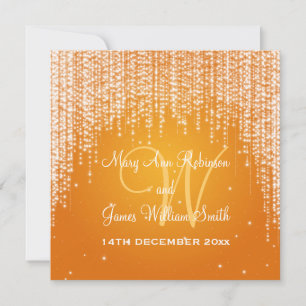 Elegant bröllop Nattdyslig Orange Inbjudningar