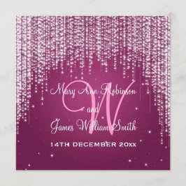 Elegant bröllop Night Dazzle Berry Rosa Inbjudningar