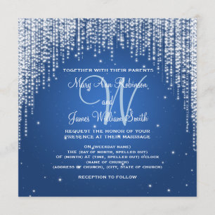 Elegant bröllop Night Dazzle Mörk blått Inbjudningar