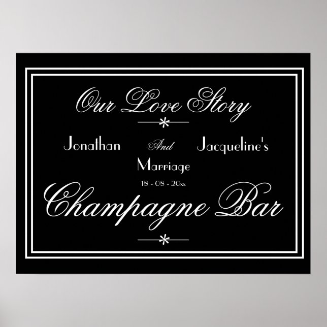 Elegant bröllop Open Pub Champagne Pub Sign Poster (Framsidan)