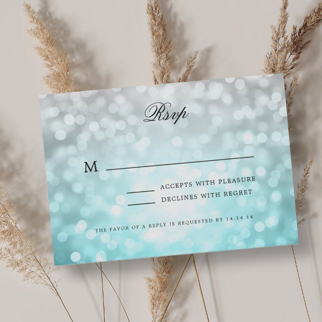 Elegant bröllop OSA Bokeh Ljus Beach Ombre Kort (Elegant Wedding RSVP Bokeh Lights Beach Ombre )