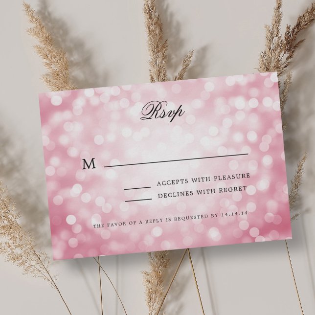 Elegant bröllop OSA Bokeh Ljus  Rosa Kort (Elegant Wedding RSVP Bokeh Lights Blush Pink )